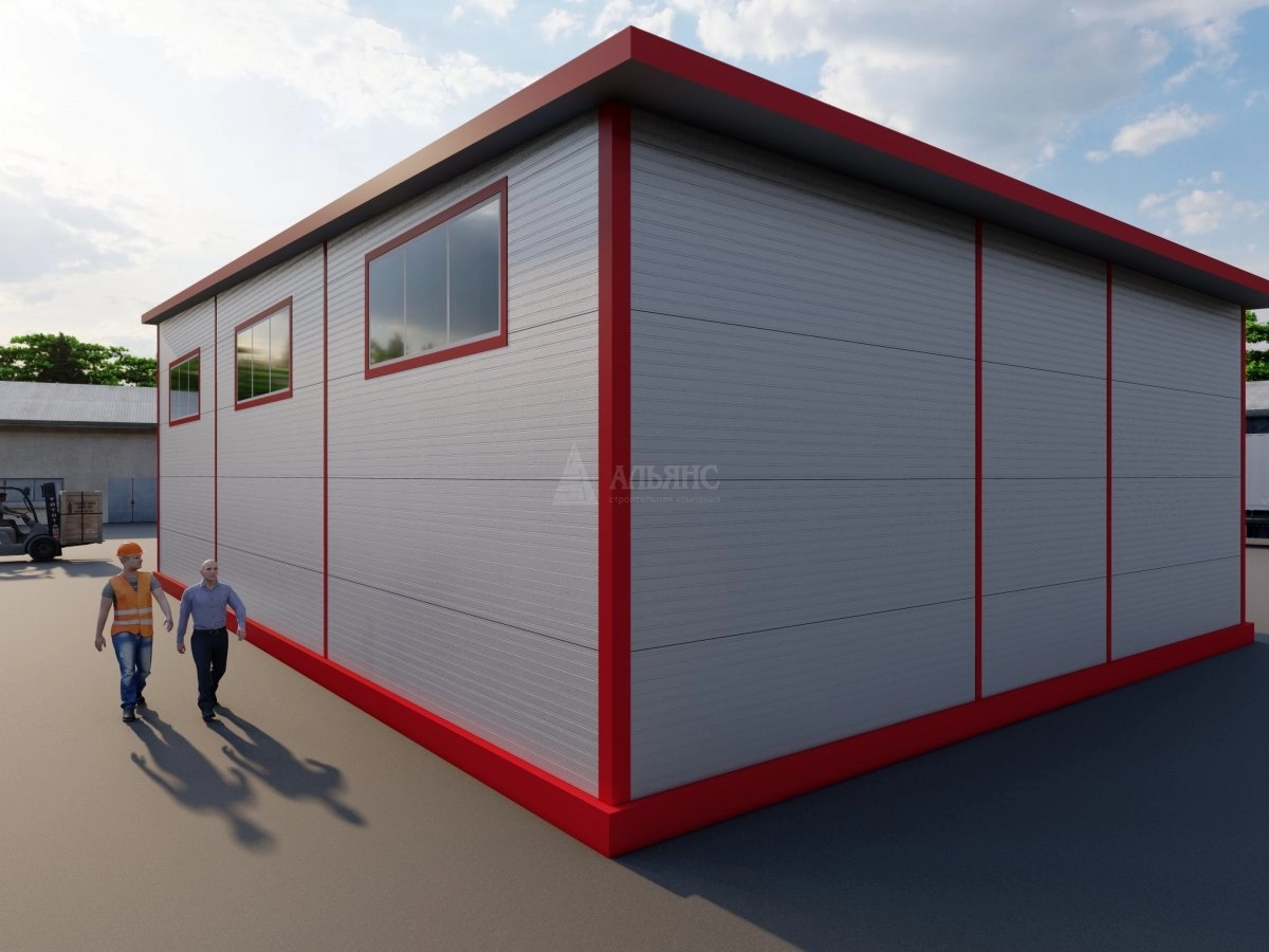 3D визуализация Проект гаража с двумя боксами из сэндвич-панелей - фото 3