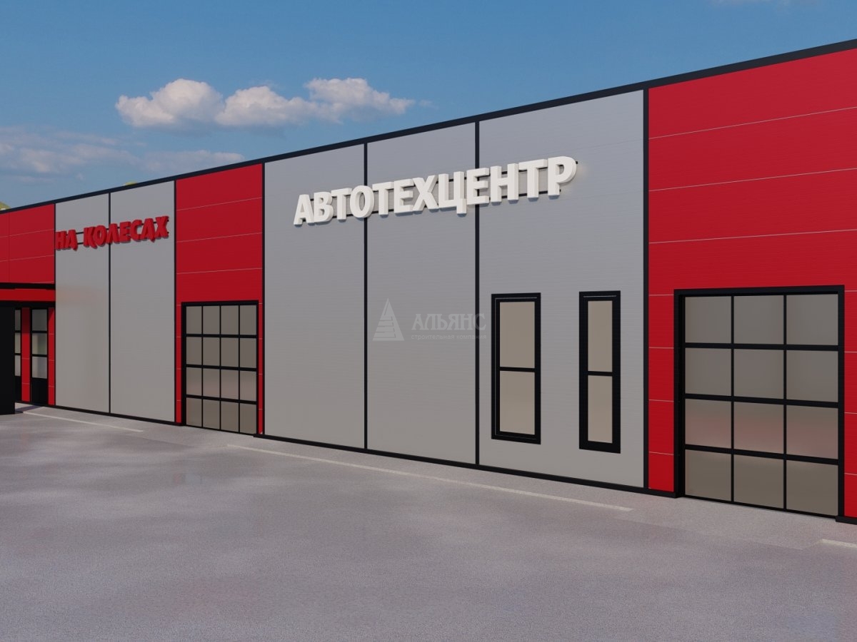 3D визуализация Проект СТО из сэндвич-панелей - фото 1