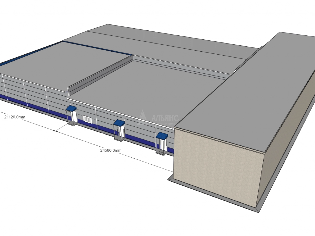 3D визуализация Ангар-склад из сэндвич-панелей - фото 12