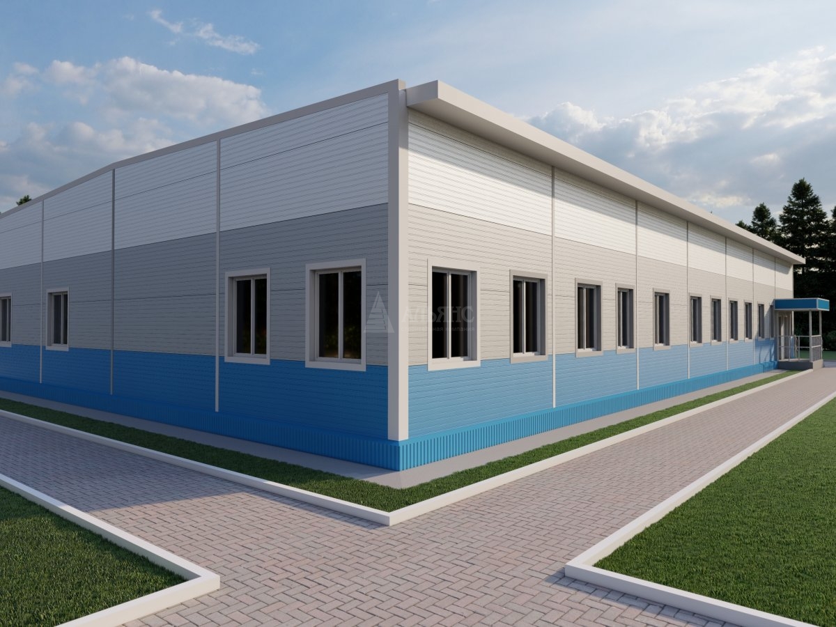 3D визуализация Офисное здание из сэндвич-панелей  - фото 2